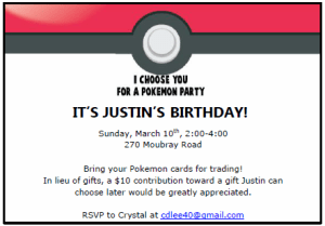 pokemon invitation